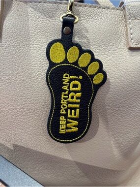 Portland Leather Black and Yellow Keep Portland Weird Bag Flair - NEW